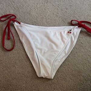 Wild Fable White and Red Bikini Bottom